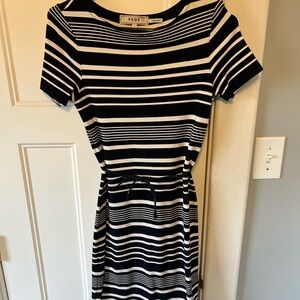 Sade New York Navy and White Striped Midi Dress